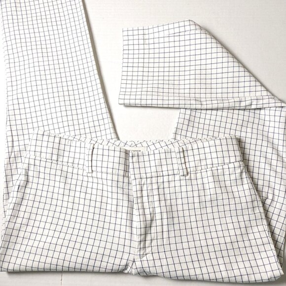 CLUB MONACO Women's Ankle Cropped Pants  Size 0  White Navy Check  NWOT - Picture 1 of 6